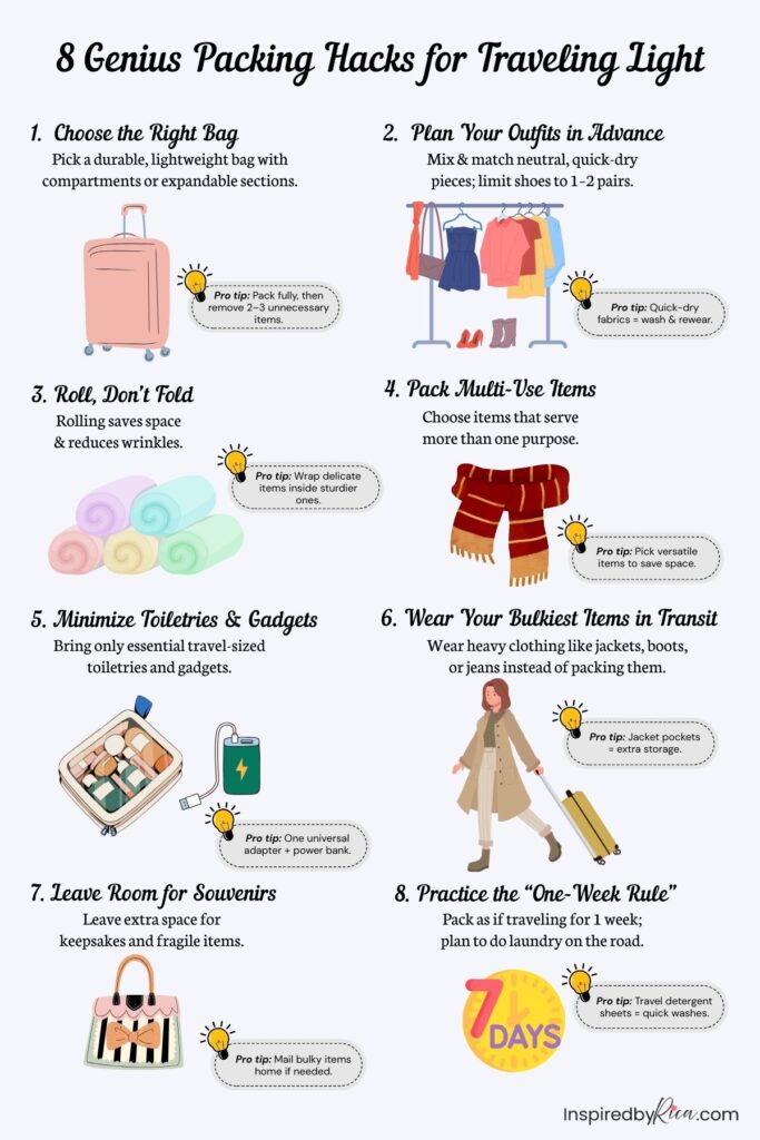 Smart packing hacks for traveling light and fitting everything into one carry-on bag