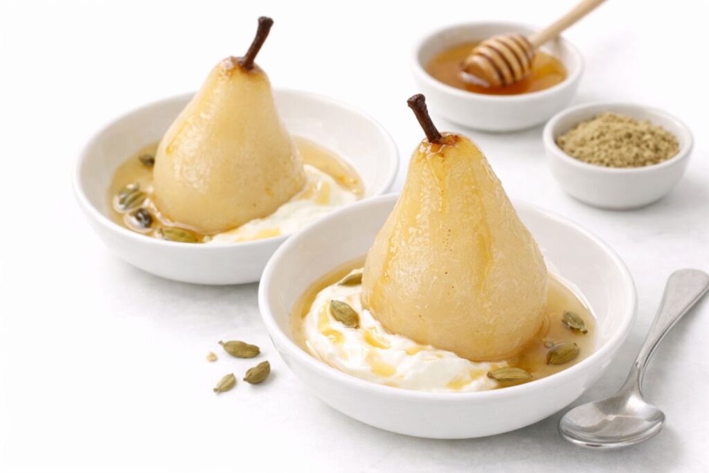 healthy winter dessert made with natural ingredients, warming spices, baked fruit, or chocolate for cold weather comfort