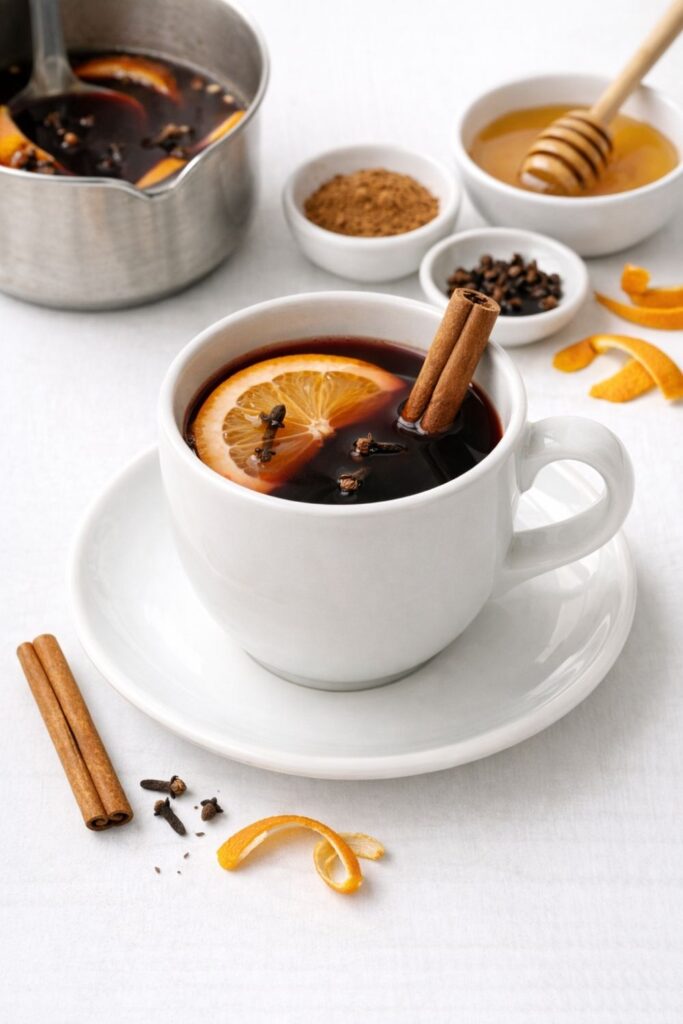 Classic mulled wine with winter spices