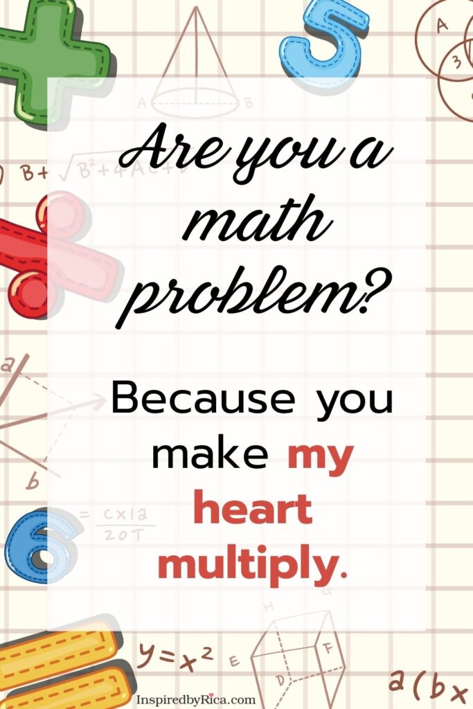 Math-themed school pick-up line about multiplying hearts