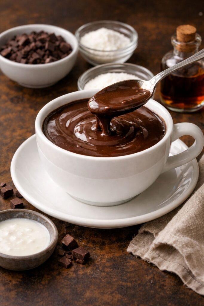 European-style thick hot chocolate made with dark chocolate