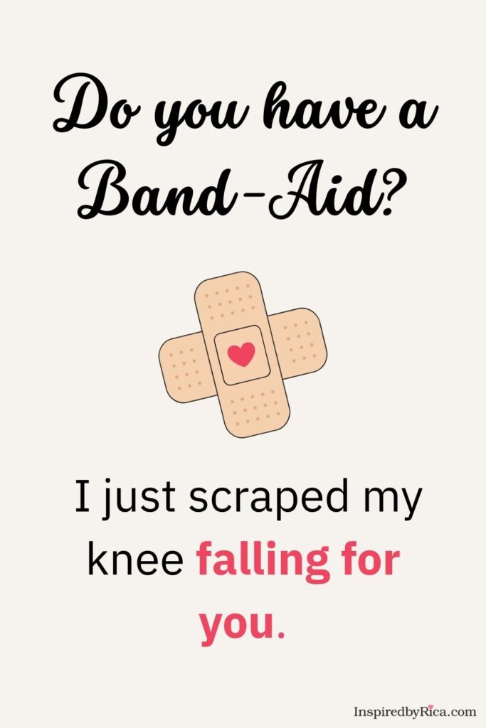 Cute school pick-up line about falling for someone and needing a band-aid