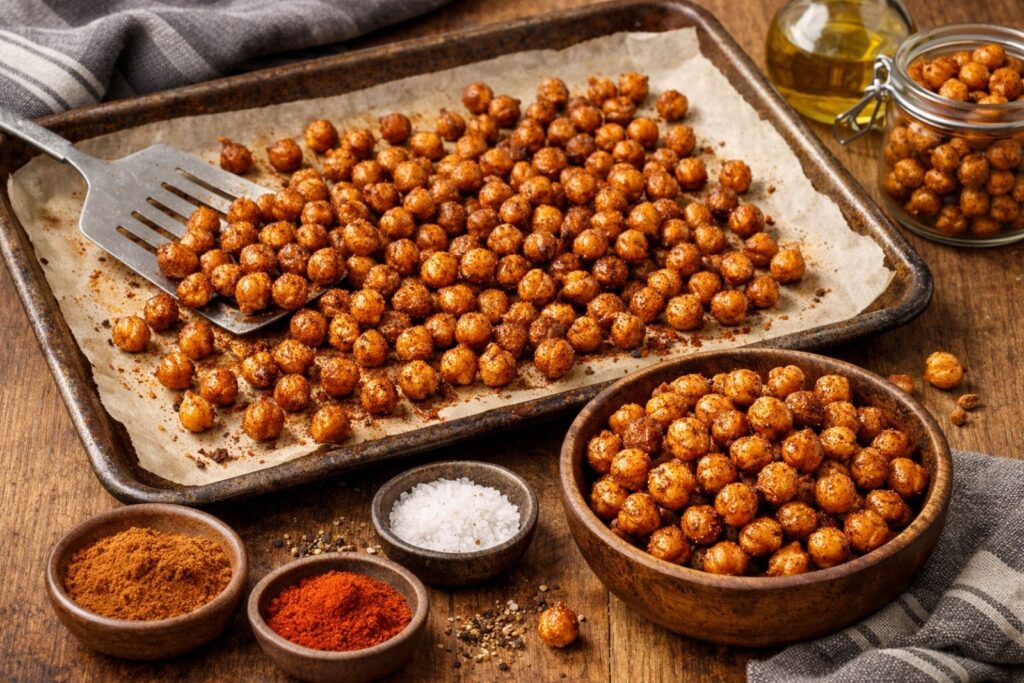 Roasted chickpeas with warming spices baked until crispy