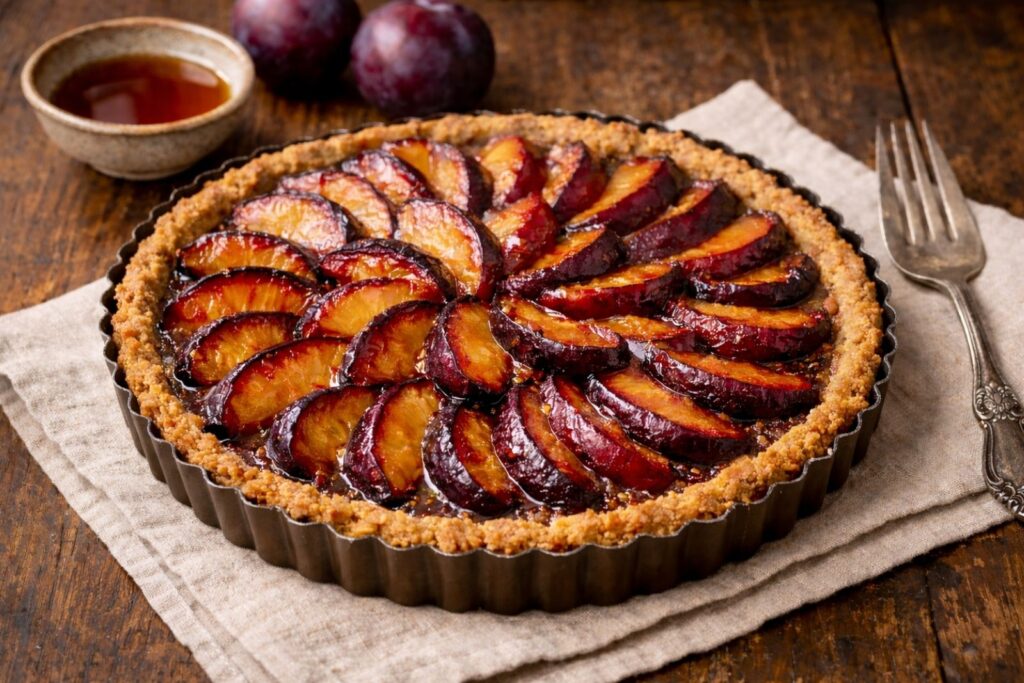 healthy winter dessert made with natural ingredients, warming spices, baked fruit, or chocolate for cold weather comfort