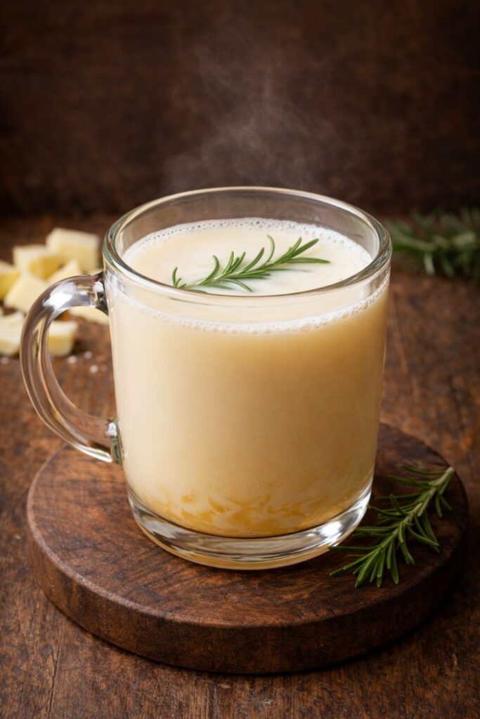 Rosemary-infused white hot chocolate