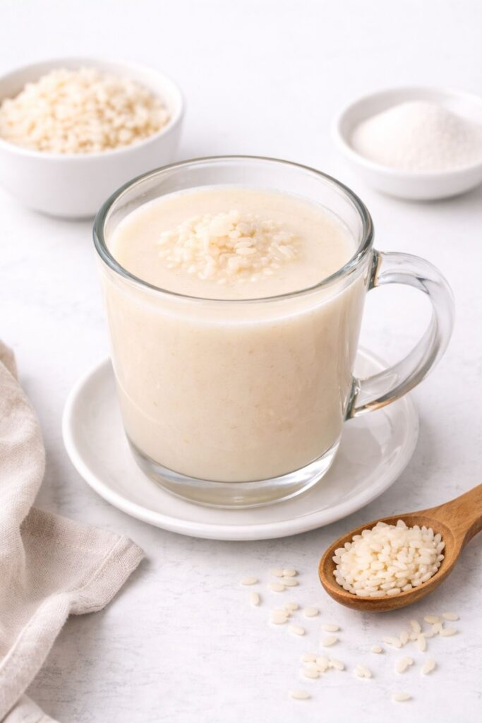 Sweet rice drink served warm