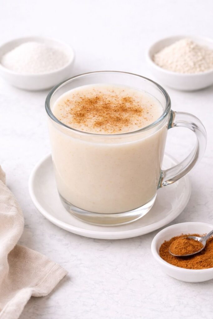 Turkish salep milk drink with cinnamon