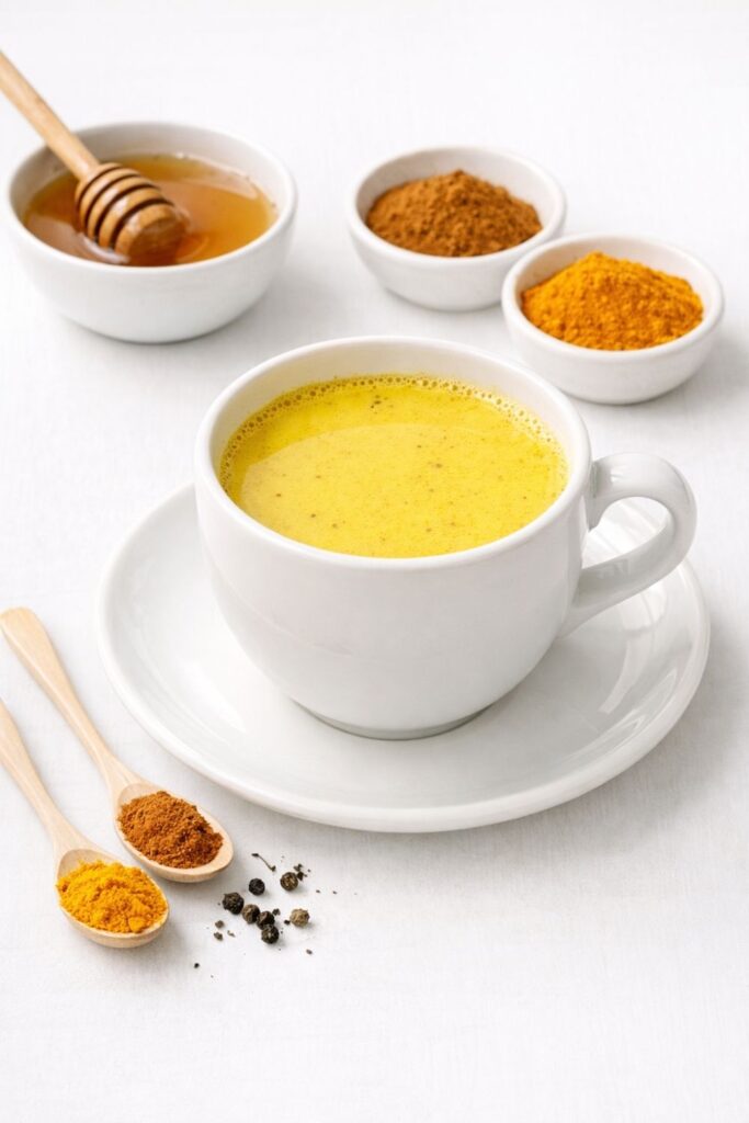 Turmeric golden milk with spices
