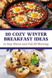 cozy winter breakfast ideas including oatmeal eggs pancakes and warm filling morning meals