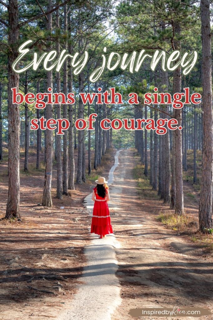 Travel quote about courage, exploration, and stepping beyond your comfort zone
