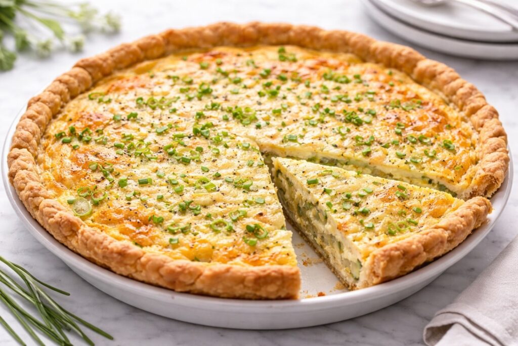 Spring onion and Gruyere quiche slice