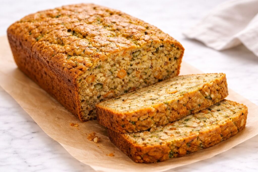 Zucchini carrot breakfast bread sliced