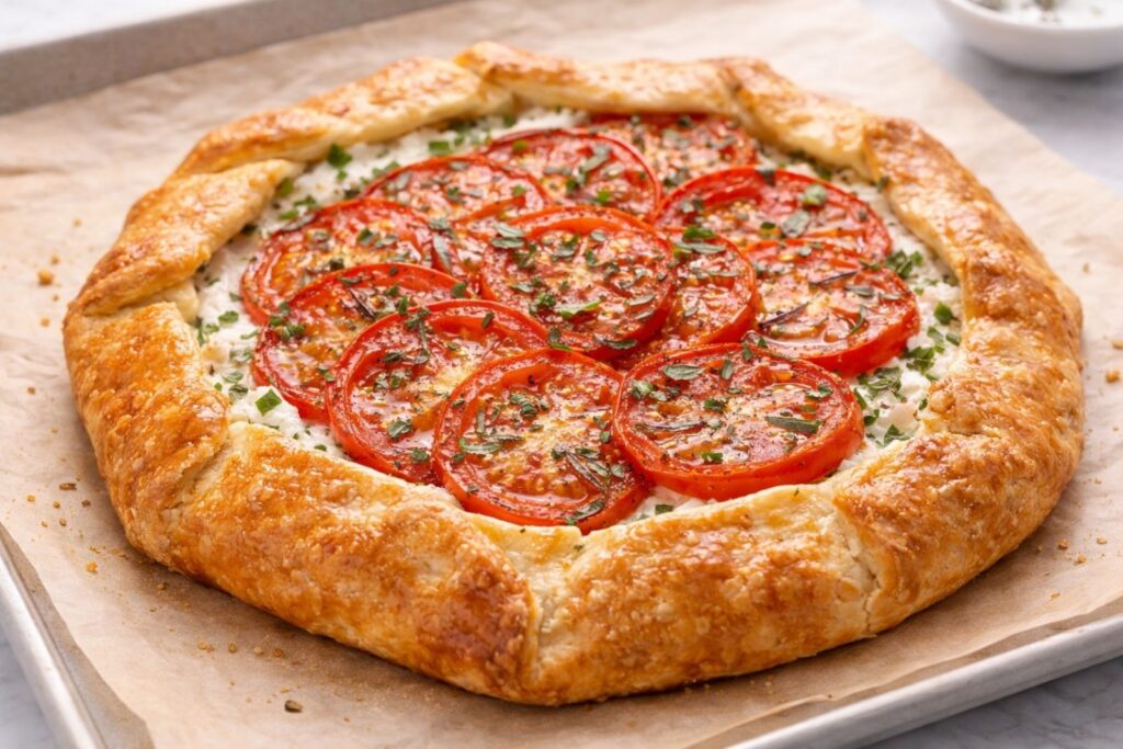 Goat cheese tomato galette with fresh herbs