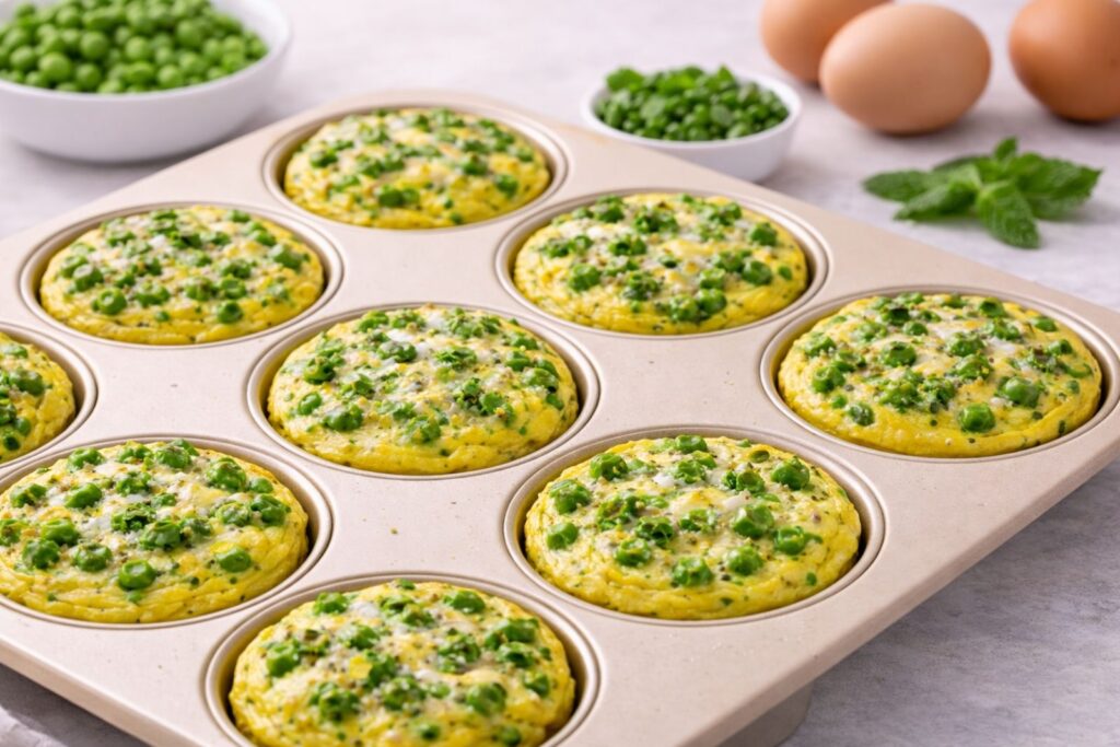 Spring veggie egg muffins with peas and mint