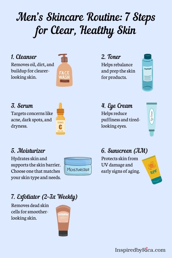 men's skincare routine, simple skincare routine, clear skin