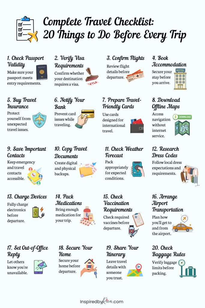 travel tips, travel checklist, travel planning