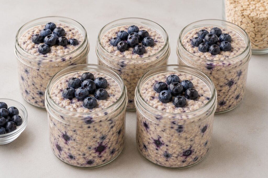 high-protein overnight oats, protein overnight oats, overnight oats for meal prep
