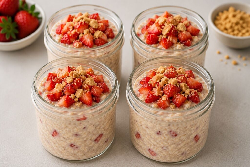 high-protein overnight oats, protein overnight oats, overnight oats for meal prep