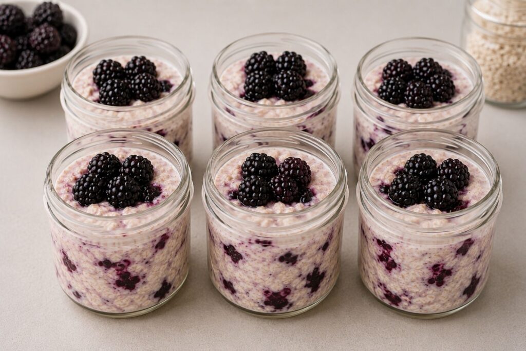 high-protein overnight oats, protein overnight oats, overnight oats for meal prep