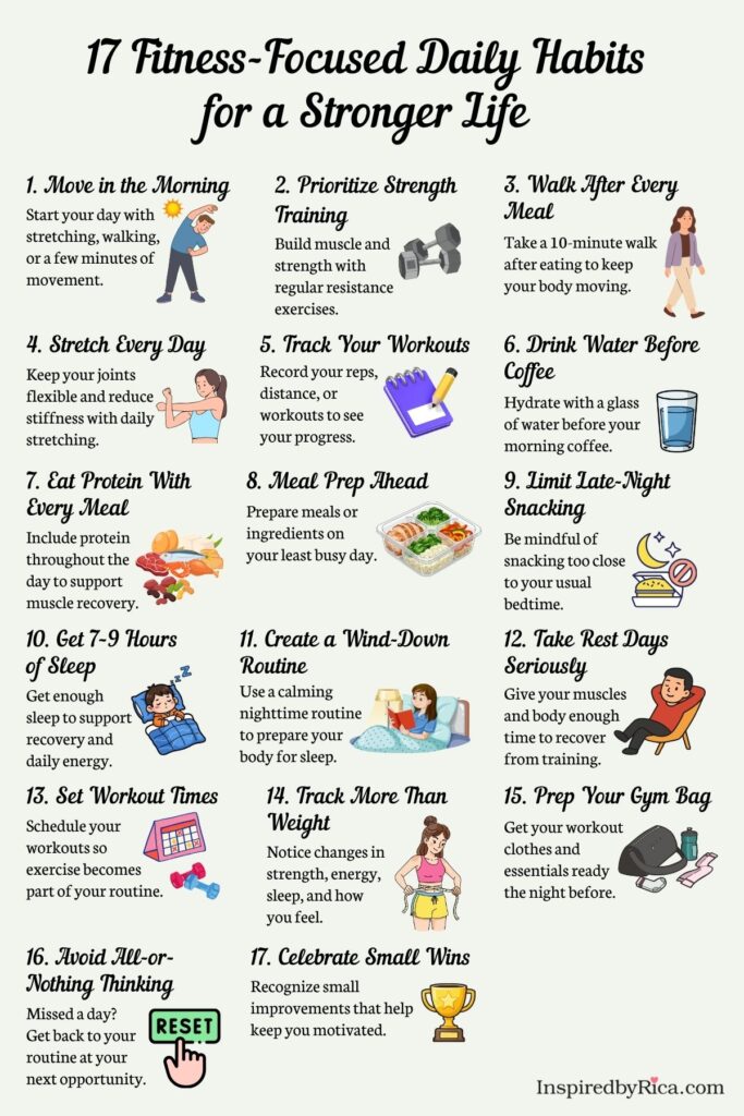 daily fitness habits, healthy fitness habits, daily habits for a healthy lifestyle
