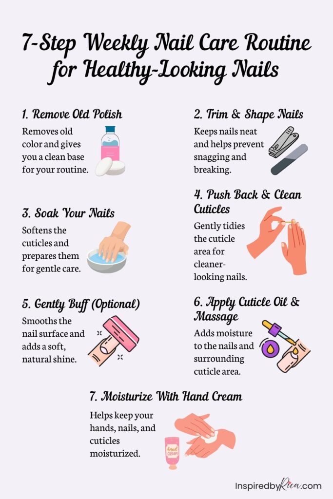 weekly nail care routine, nail care routine, nail care routine at home, healthy nail care, nail care tips