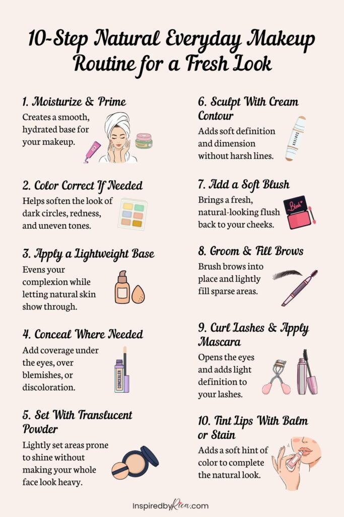 natural everyday makeup routine, everyday makeup routine, natural makeup routine, easy makeup routine, natural makeup look