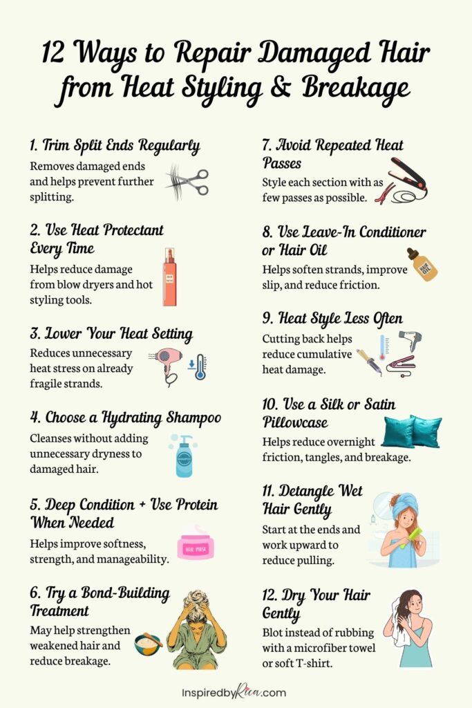 repair damaged hair, heat damaged hair, damaged hair treatment, hair breakage, how to repair damaged hair